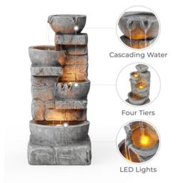 Teamson Home 84.5 cm Outdoor Water Fountain with LED Lights, Grey - thumbnail 5