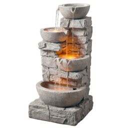 Teamson Home 84.5 cm Outdoor Water Fountain with LED Lights, Grey