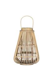KDMD Large Peardrop Wicker Lantern with Glass Holder - Rustic Lighting in Brown - thumbnail 1