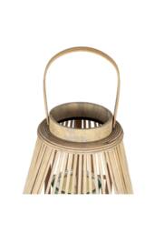 KDMD Large Peardrop Wicker Lantern with Glass Holder - Rustic Lighting in Brown - thumbnail 3