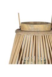 KDMD Large Peardrop Wicker Lantern with Glass Holder - Rustic Lighting in Brown - thumbnail 4