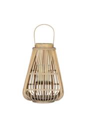KDMD Large Peardrop Wicker Lantern with Glass Holder - Rustic Lighting in Brown - thumbnail 2