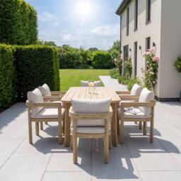 Artemis Home Sundrift 6 Seater Garden Dining Set in Beige - Size: 6 Person - thumbnail 4