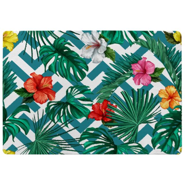 Benjamin Tate Design Tropical Leaves & Geometrics Rug in Natural - Size: Large - image 1