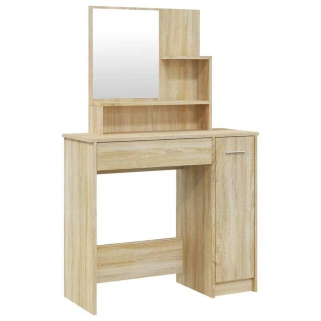 Berkfield Home Dressing Table with Mirror Sonoma Oak 86.5x35x136 cm in Light Oak - image 1