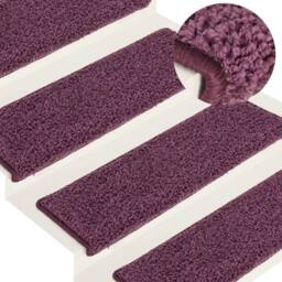 Berkfield Home Decorative Carpet Stair Treads 15 pcs 65x21x4 cm Dark Purple - Size: Medium - thumbnail 2