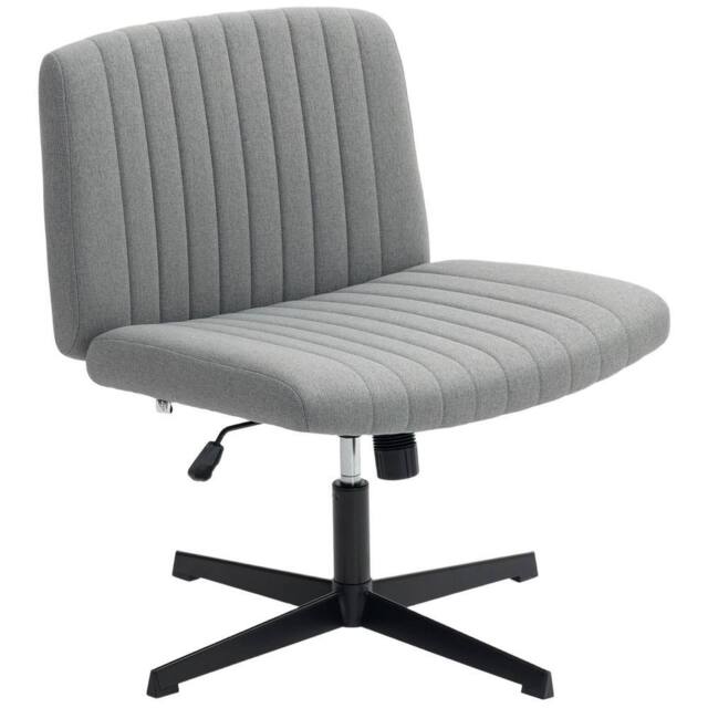EONLION Grey-Office Desk Chair No Wheels with Wide Seat in Grey - Size: 100 cm - image 1