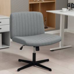 EONLION Grey-Office Desk Chair No Wheels with Wide Seat in Grey - Size: 100 cm - thumbnail 3