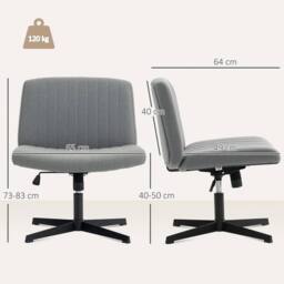 EONLION Grey-Office Desk Chair No Wheels with Wide Seat in Grey - Size: 100 cm - thumbnail 2