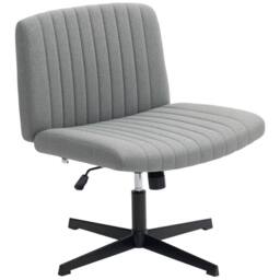 EONLION Grey-Office Desk Chair No Wheels with Wide Seat in Grey - Size: 100 cm