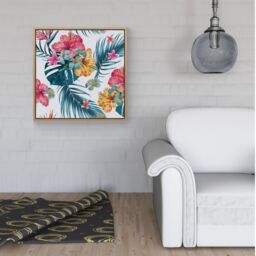 "Warren Reed - Designer Spring Summer Flowers Framed Canvas in Light Brown - Size: W16"" x H16""" - thumbnail 2