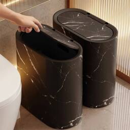 KORVIXA Black Marble Colour 12L Narrow Waste Bin - Size: 100 cm x 100 cm - thumbnail 3