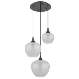 Netlighting Maxy Cluster Pendant Ceiling Light Gunmetal Clear Glass Shade 3x E27 in Grey - thumbnail 2