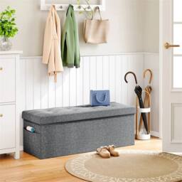 Kelvenix Grey Multifunctional Folding Storage Ottoman Seat Stool in Light Grey - Size: 600mm - thumbnail 5