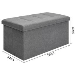 Kelvenix Grey Multifunctional Folding Storage Ottoman Seat Stool in Light Grey - Size: 600mm - thumbnail 2