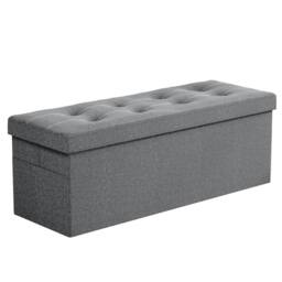Kelvenix Grey Multifunctional Folding Storage Ottoman Seat Stool in Light Grey - Size: 600mm - thumbnail 1