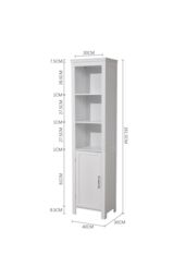 H&O Direct Bathroom Tall Freestanding Cabinet with Door in White - thumbnail 6