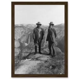 Artery8 President Teddy Roosevelt John Muir Yosemite 1906 Photo A4 Artwork Framed Wall Art Print in Brown - thumbnail 1