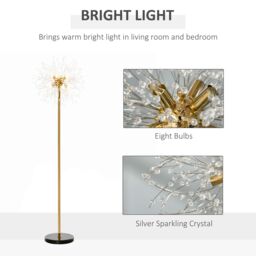HOMCOM Tall Standing Lamp with Dandelion like Lampshade in Gold - thumbnail 4