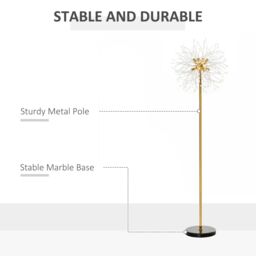 HOMCOM Tall Standing Lamp with Dandelion like Lampshade in Gold - thumbnail 5
