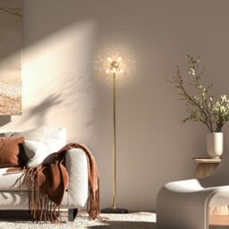 HOMCOM Tall Standing Lamp with Dandelion like Lampshade in Gold
