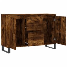 Berkfield Home Sideboard Smoked Oak 104x35x70 cm Engineered Wood in Brown - Size: 104 x 35 x 70 cm - thumbnail 6