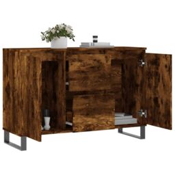 Berkfield Home Sideboard Smoked Oak 104x35x70 cm Engineered Wood in Brown - Size: 104 x 35 x 70 cm - thumbnail 4