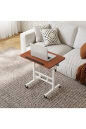 Living and Home Height Adjustable Tiltable Mobile Laptop Desk in Walnut - thumbnail 3