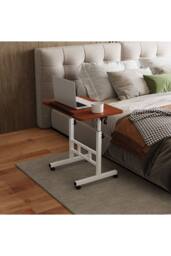 Living and Home Height Adjustable Tiltable Mobile Laptop Desk in Walnut - thumbnail 4