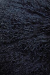 Orsina Black Mongolian Lamb Fur Square Cushion, Luxe Fluffy Textured Throw Pillow with Polyester Reverse in Navy - thumbnail 5