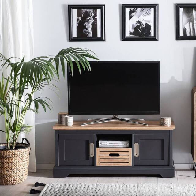 Wyld and Coco Grey TV Stand for Up to 52 Inch TVs 2 Cabinets and Drawer - image 1