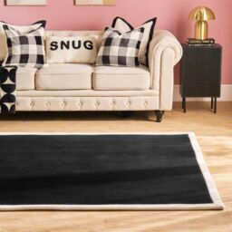OHS Contrast Border Non Slip Tufted Hallway Runner Rug Floor Carpet in Black - Size: 120 cm x 170 cm - thumbnail 1