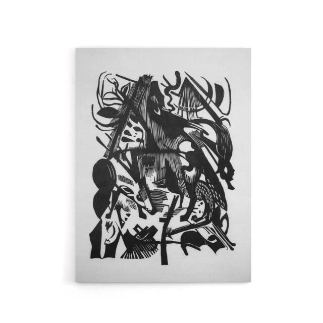 "Artery8 Birth of the Wolves Abstract Franz Marc Vintage Canvas Wall Art in White - Size: W18"" x H24""" - image 1