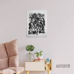 "Artery8 Birth of the Wolves Abstract Franz Marc Vintage Canvas Wall Art in White - Size: W18"" x H24""" - thumbnail 3