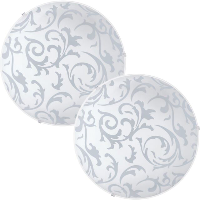 Loops 2 PACK Wall Flush Ceiling Light White Shade White With Satin Glass E27 1x60W - image 1