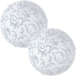 Loops 2 PACK Wall Flush Ceiling Light White Shade White With Satin Glass E27 1x60W - thumbnail 1