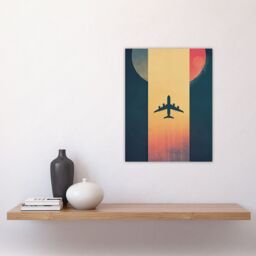 "Artery8 Retro Futurism Travel Design Planet Aeroplane Wall Art Print - Size: W12"" x H16""" - thumbnail 4