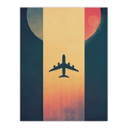 "Artery8 Retro Futurism Travel Design Planet Aeroplane Wall Art Print - Size: W12"" x H16""" - thumbnail 1