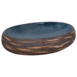 Berkfield Home Countertop Basin Brown & Blue Oval 59x40x15 cm Ceramic - Size: 59 x 40 x 15 cm