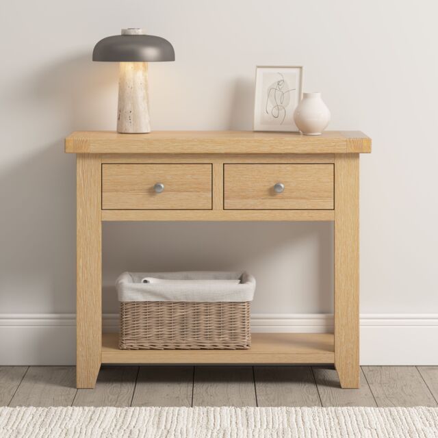 Seconique Windsor 2 Drawer Console Table (Fully Assembled) in Light Oak - image 1