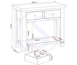 Seconique Windsor 2 Drawer Console Table (Fully Assembled) in Light Oak - thumbnail 8