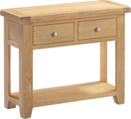 Seconique Windsor 2 Drawer Console Table (Fully Assembled) in Light Oak - thumbnail 2