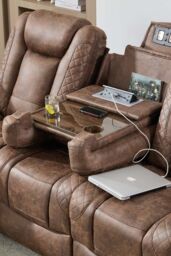 More4Homes Ashton Electric Recliner 1+3 Seater Sofa Set Technology Fabric With Built-In Plugs & Usb-C Charging in Brown - thumbnail 4