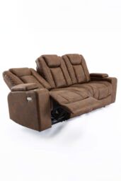 More4Homes Ashton Electric Recliner 1+3 Seater Sofa Set Technology Fabric With Built-In Plugs & Usb-C Charging in Brown - thumbnail 3