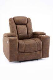 More4Homes Ashton Electric Recliner 1+3 Seater Sofa Set Technology Fabric With Built-In Plugs & Usb-C Charging in Brown - thumbnail 6