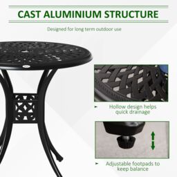 OUTSUNNY 78 cm Round Garden Dining Table with Parasol Hole in Black - thumbnail 4