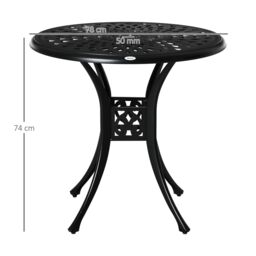 OUTSUNNY 78 cm Round Garden Dining Table with Parasol Hole in Black - thumbnail 3