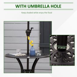 OUTSUNNY 78 cm Round Garden Dining Table with Parasol Hole in Black - thumbnail 6