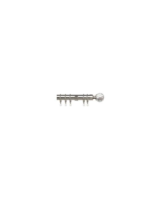 New Edge Blinds 25-28mm Crystal End Metal Curtain Pole Set - Satin Silver - Size: 170 cm - 300 cm - image 1
