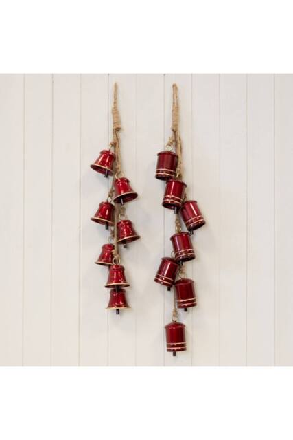 KDMD Metal Glossy Red 7 Bell Hanging Garland - image 1